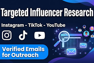 research instagram tiktok youtube influencers with verified emails