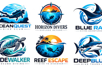 design a professional diving, underwater, ocean, marine life scuba diving logo