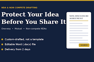draft a custom nda, mutual nda or non compete agreement