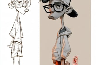 draw a cartoon characters in a funny sketch