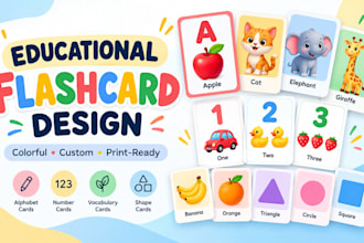 design colorful printable educational flashcards for kids