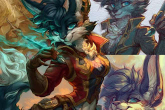 create stylized anthropomorphic animal character art