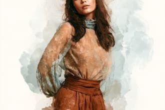 draw illustration portrait watercolor