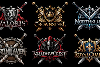 design a professional sword, warrior, medieval, knight, crossed swords logo