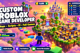 create a full roblox game, map and scripts as your roblox developer