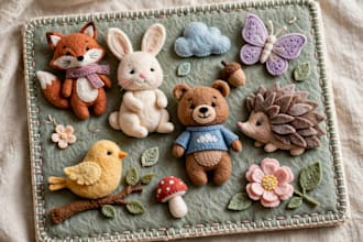 create cute felt board story set illustrations for kids