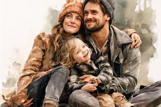 amazing family portrait watercolor portrait
