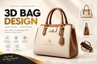 create realistic 3d bag design handbag modeling and rendering
