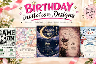 design a custom birthday invitation card for kids and adults