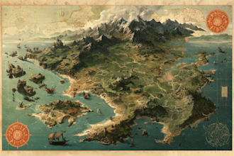 design fantasy map illustration isometric map