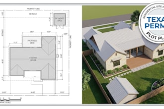 draw a precise residential site plan or plot plan for texas permit