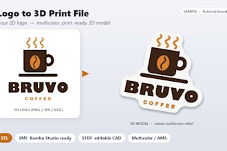 convert your logo into a multicolor 3d print file stl 3mf step