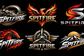 design a professional fighter plane, aviation, aircraft, military spitfire logo