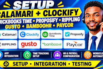 setup calamari clockify quickbooks time proposify rippling gusto bamboohr paycor