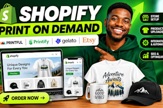 do shopify print on demand, etsy, printful, printify, gelato, shopify website