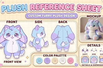 create plush toy reference sheet character design labubu mascot design
