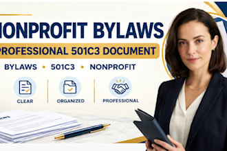 draft professional nonprofit bylaws for your 501c3 organization
