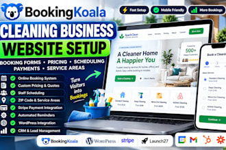 setup bookingkoala cleaning business website, booking forms and pricing stripe