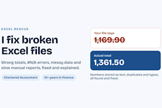 fix your excel formulas, clean messy data and automate reports