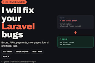 fix laravel errors and bugs in your PHP website or API
