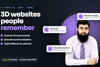 build a 3d animated website, interactive landing page with threejs, gsap, webgl