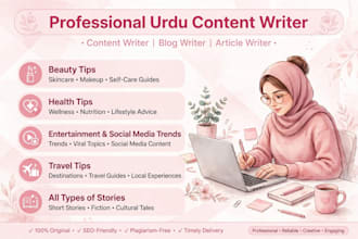 write urdu blogs on beauty, health, travel and stories