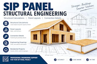 design sip panel layouts, cabins, wall elevations, and roof plans in cad