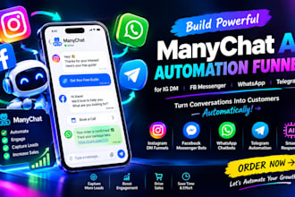 build manychat many chat ai automation funnel for ig dm fb wa telegram chatbot
