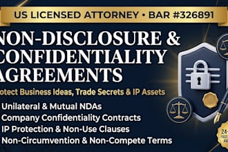 draft an nda with IP non use and non compete clauses as a us lawyer
