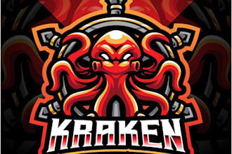 design awesome beautiful kraken logo