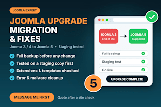fix joomla errors, migrate or upgrade joomla website and customize templates