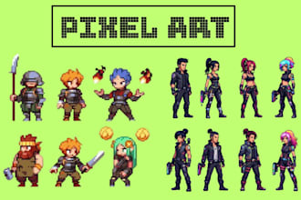 create pixel art character animation and game ready pixel sprite sheet