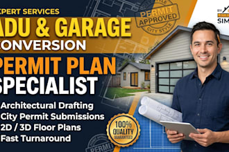 draw adu and garage conversion plans for city permit approval