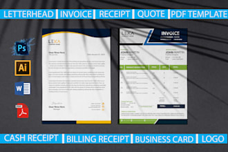 design custom invoice, letterhead, receipt, PDF template