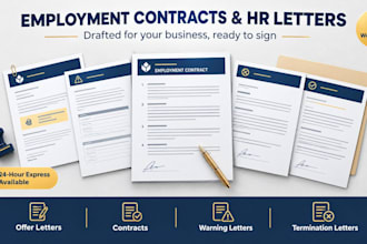 draft employment contracts, offer letters and termination letters for businesses