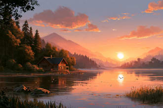 beautiful landscape illustration art