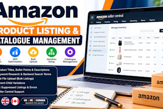 manage amazon product listings, bulk uploads and catalog management