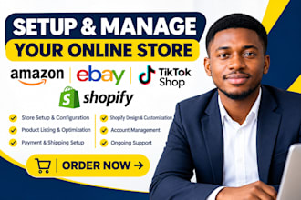 setup amazon, ebay, tiktok shop, shopify with llc registration for all resident