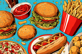 make vibrant food pop art for posters and packaging