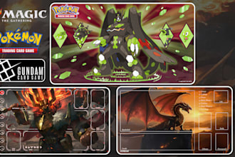 design custom playmat for pokemon, mtg, tcg, yugioh, digimon, fantasy mat art
