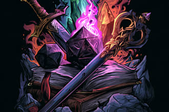 design mythical beasts, monsters, fantasy logo illustrations