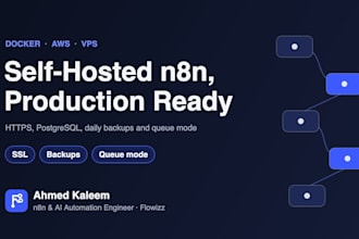 self host n8n on aws, vps or docker with ssl, backups and queue mode