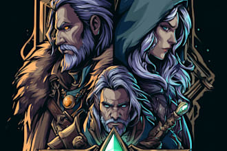 create a detailed fantasy logo illustration