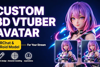 create custom 3d vtuber avatar, vrchat avatar, and vroid model for your stream