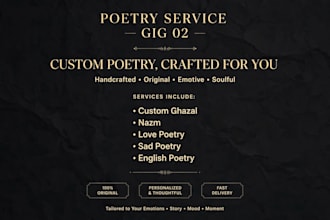 write original urdu poetry, ghazal, nazm and deep english poetry for you