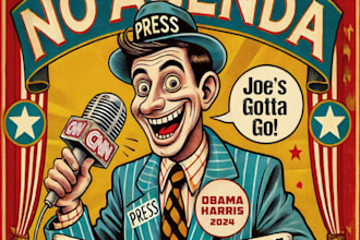 design bold political satire cartoon posters for social media