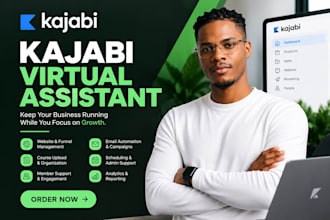be your kajabi virtual assistant for website, course and email automation