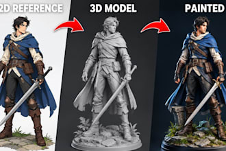 convert 2d to 3d realistic model 3d character figure anime stl 3mf for printing