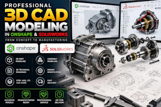 do professional 3d cad modeling in onshape and solidwork