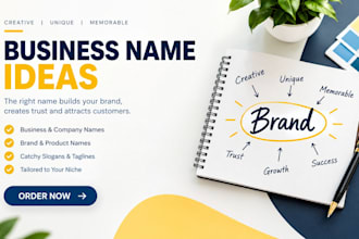 create a unique business or product name and brand name with a catchy slogan